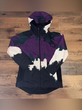 Burton Hooded Colorblock Shell Jacket in Purple, Black & White